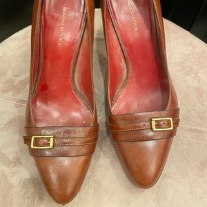Brown leather heels